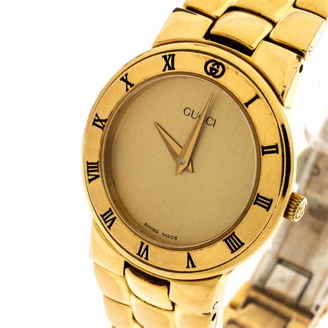 gucci gold watch with crystal|gucci watch gold detailing.